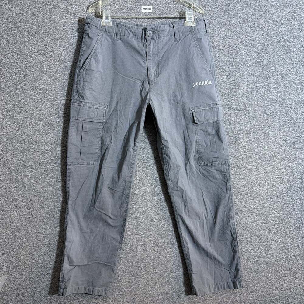 Young LA Men's Size XL Gray RipStop 226 TrailBlaze Cargo Pants Straight Leg